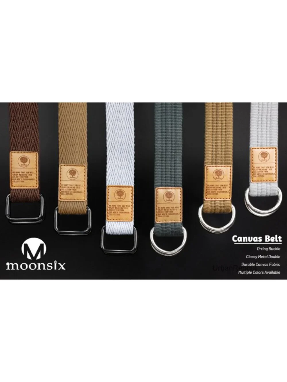 Canvas Belt for Men with D-Ring Buckle, Fully Adjustable, 1.25
